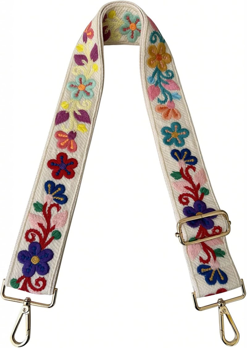 TCOMVEZ Embroidery Flower Purse Strap Replacement Crossbody for Handbags Women Guitar Strap 2 inch Wide Adjustable Bag Straps - Image 1